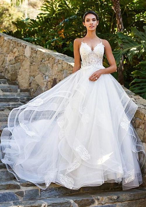 Cascading Lace Wedding Dress with Horsehair Hem Shop Forever Bridal