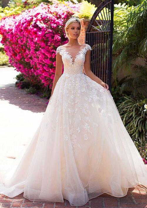 Rustic Lace & Shimmer Organza Moonlight Couture Wedding Dress H1429
