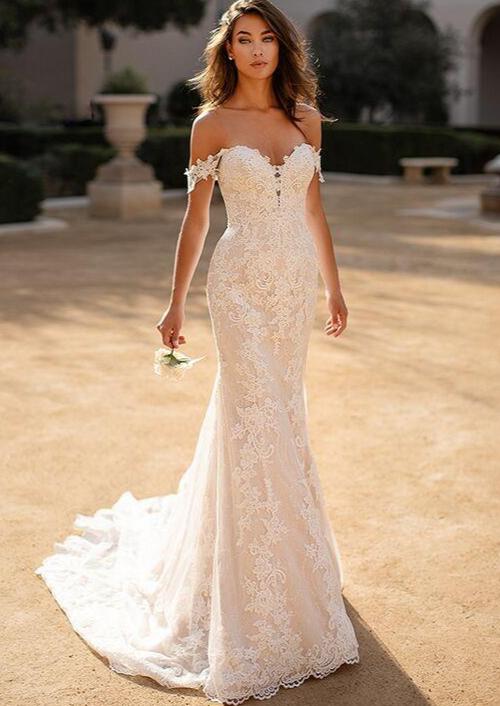 allover chantilly lace a-line bridesmaid dress DELANEY| Sparkling Chantilly Lace A-Line Dress with Gloves main image 0